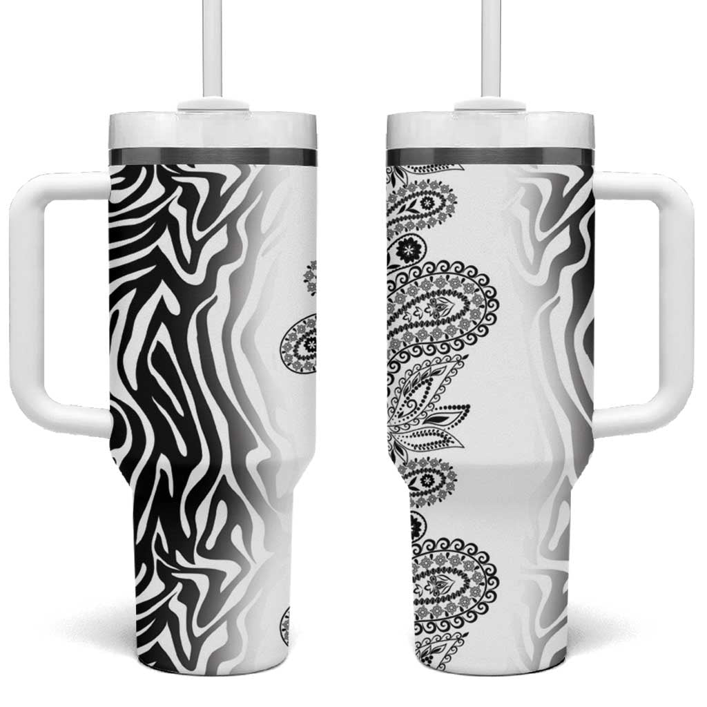 Afro Zebra Mix Paisley Tribal Pattern Tumbler With Handle