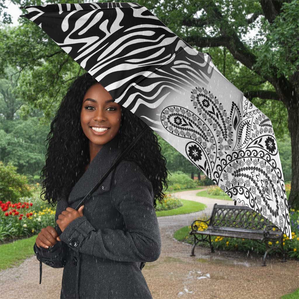 Africa Zebra Mix Paisley Tribal Pattern Umbrella
