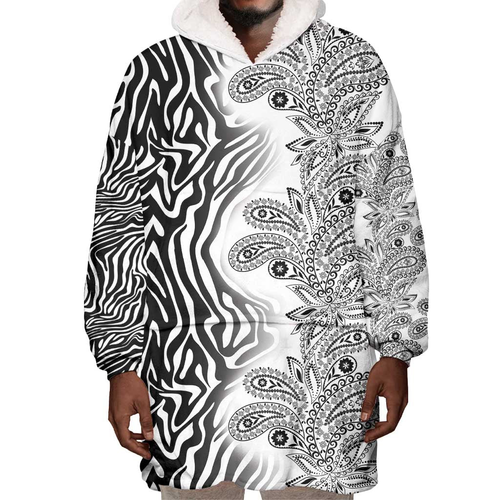 Afro Zebra Mix Paisley Tribal Pattern Wearable Blanket Hoodie