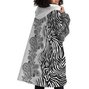 Afro Zebra Mix Paisley Tribal Pattern Wearable Blanket Hoodie