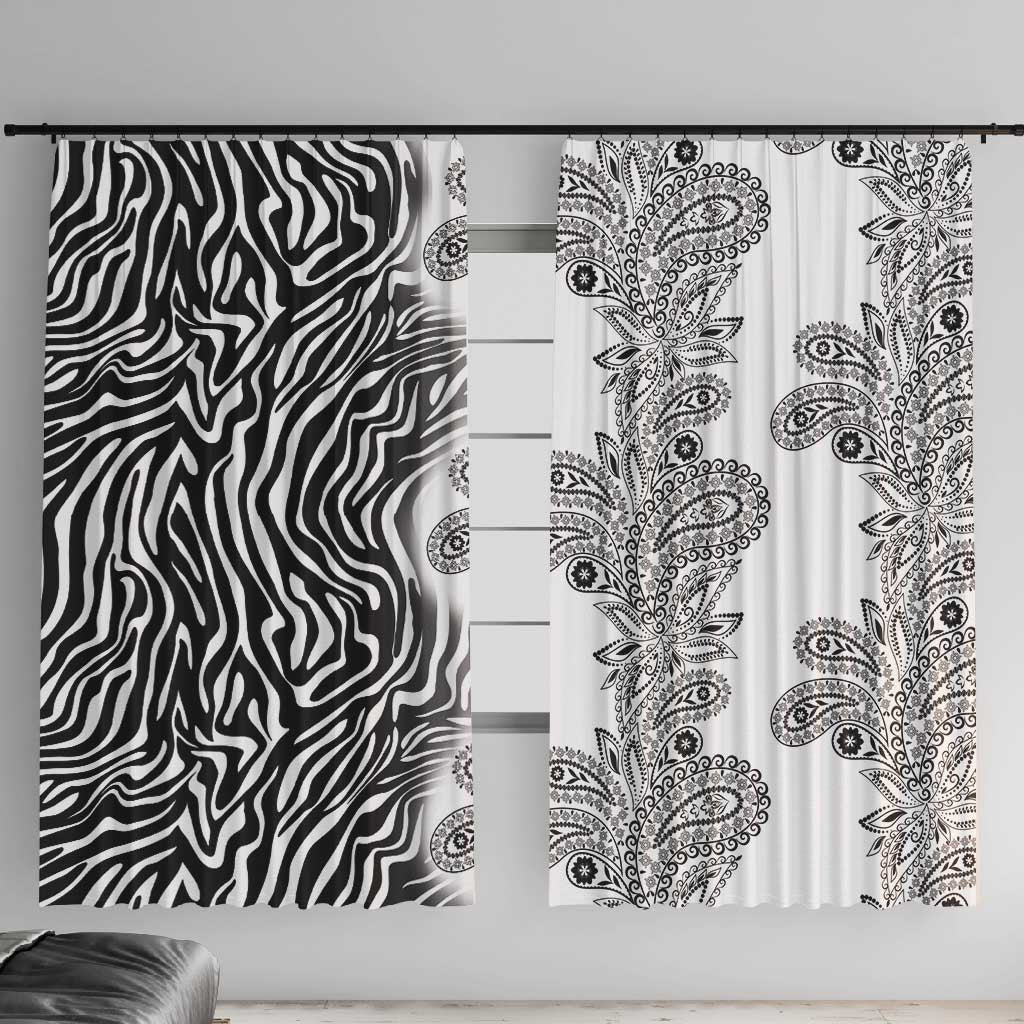 Afro Zebra Mix Paisley Tribal Pattern Window Curtain