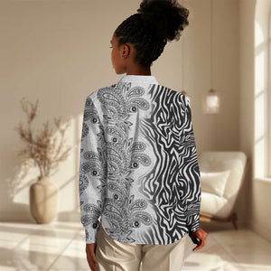 Afro Zebra Mix Paisley Tribal Pattern Women Casual Shirt