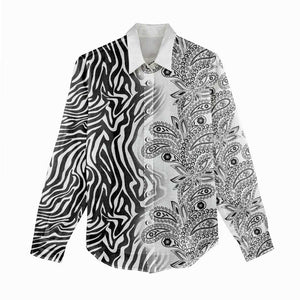 Afro Zebra Mix Paisley Tribal Pattern Women Casual Shirt