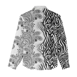 Afro Zebra Mix Paisley Tribal Pattern Women Casual Shirt