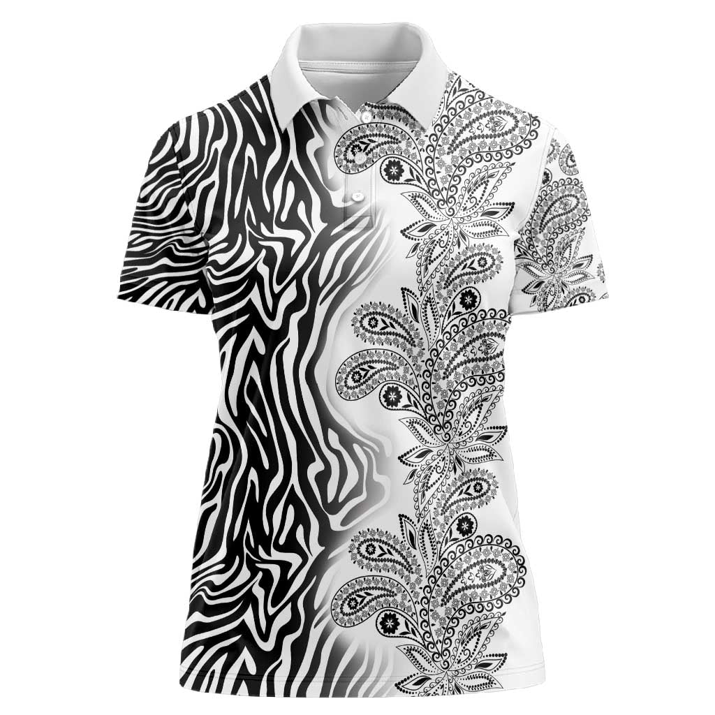 Afro Zebra Mix Paisley Tribal Pattern Women Polo Shirt