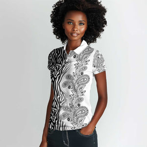 Afro Zebra Mix Paisley Tribal Pattern Women Polo Shirt