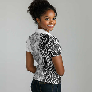 Afro Zebra Mix Paisley Tribal Pattern Women Polo Shirt