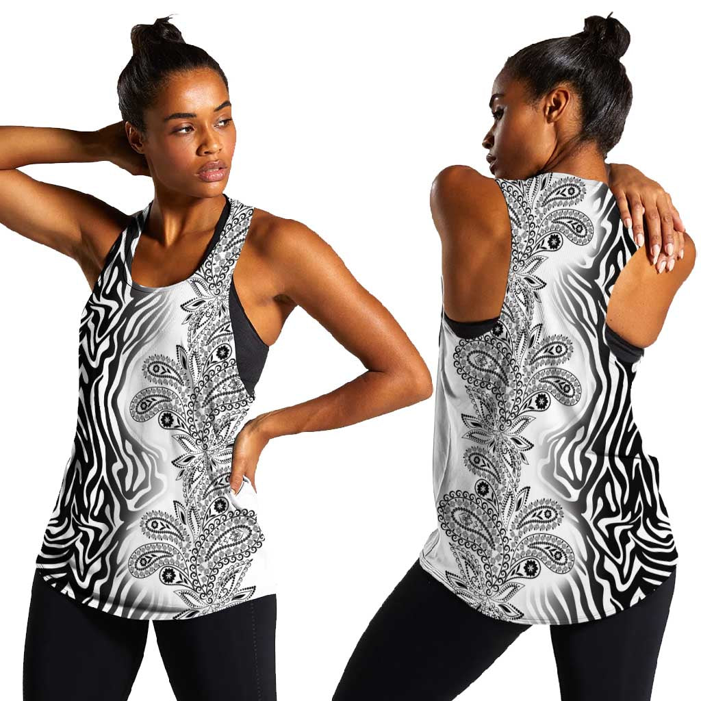 Afro Zebra Mix Paisley Tribal Pattern Women Racerback Tank