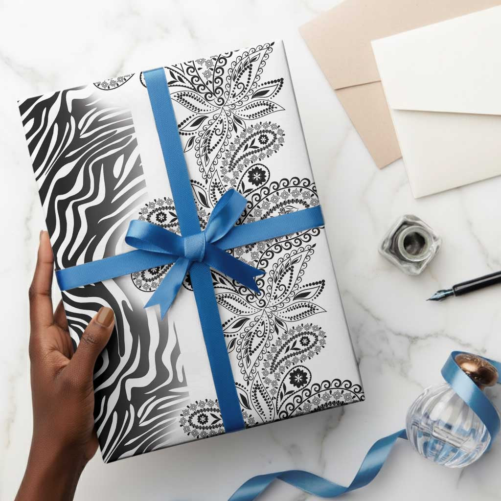 Africa Zebra Mix Paisley Tribal Pattern Wrapping Paper - African Pride