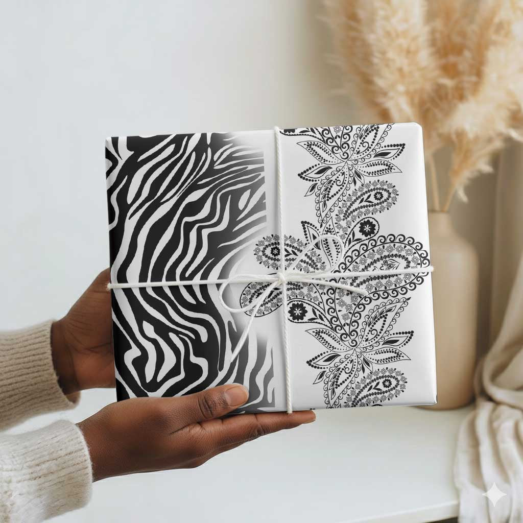 Africa Zebra Mix Paisley Tribal Pattern Wrapping Paper - African Pride