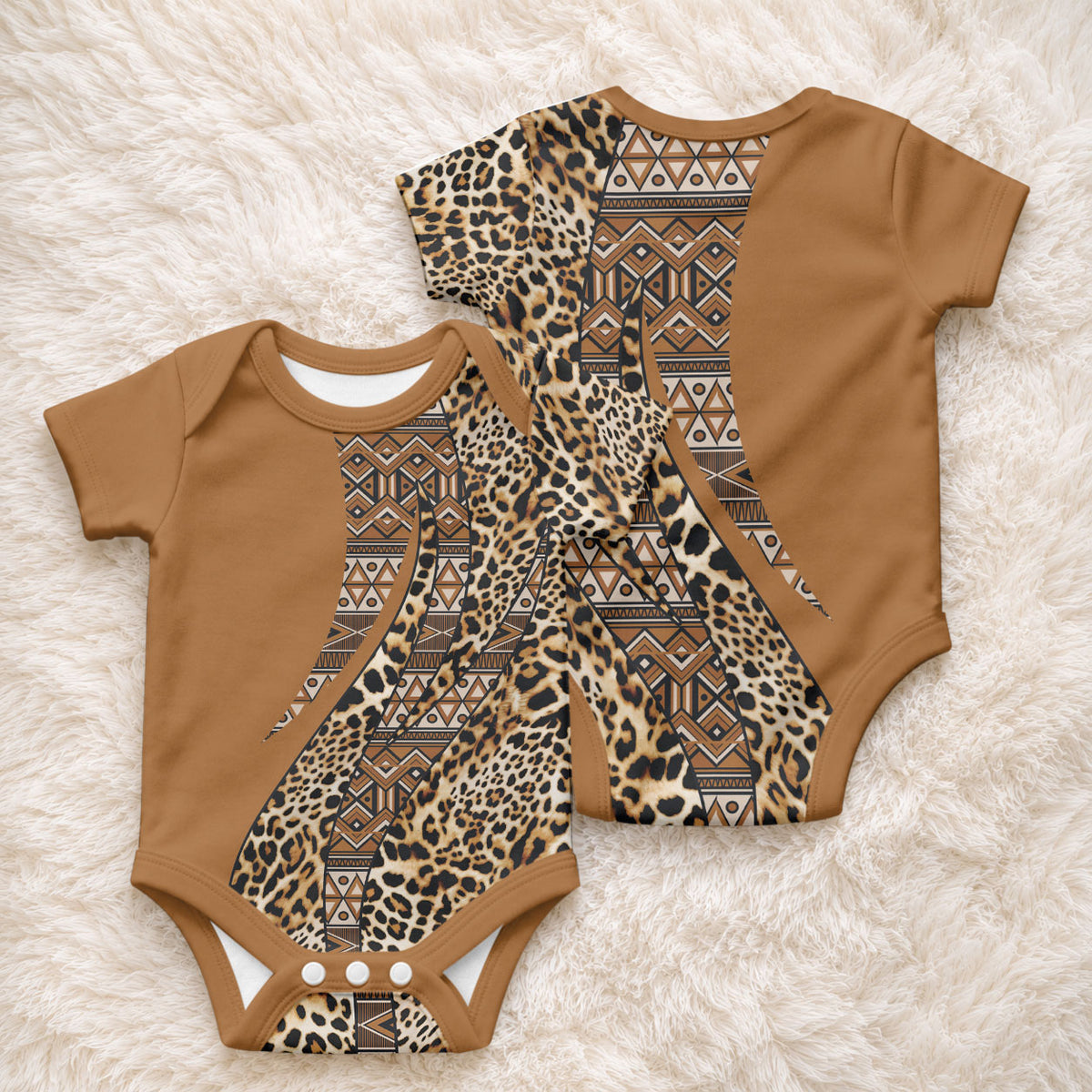Africa Leopard Mix Native Tribal Pattern Baby Onesie