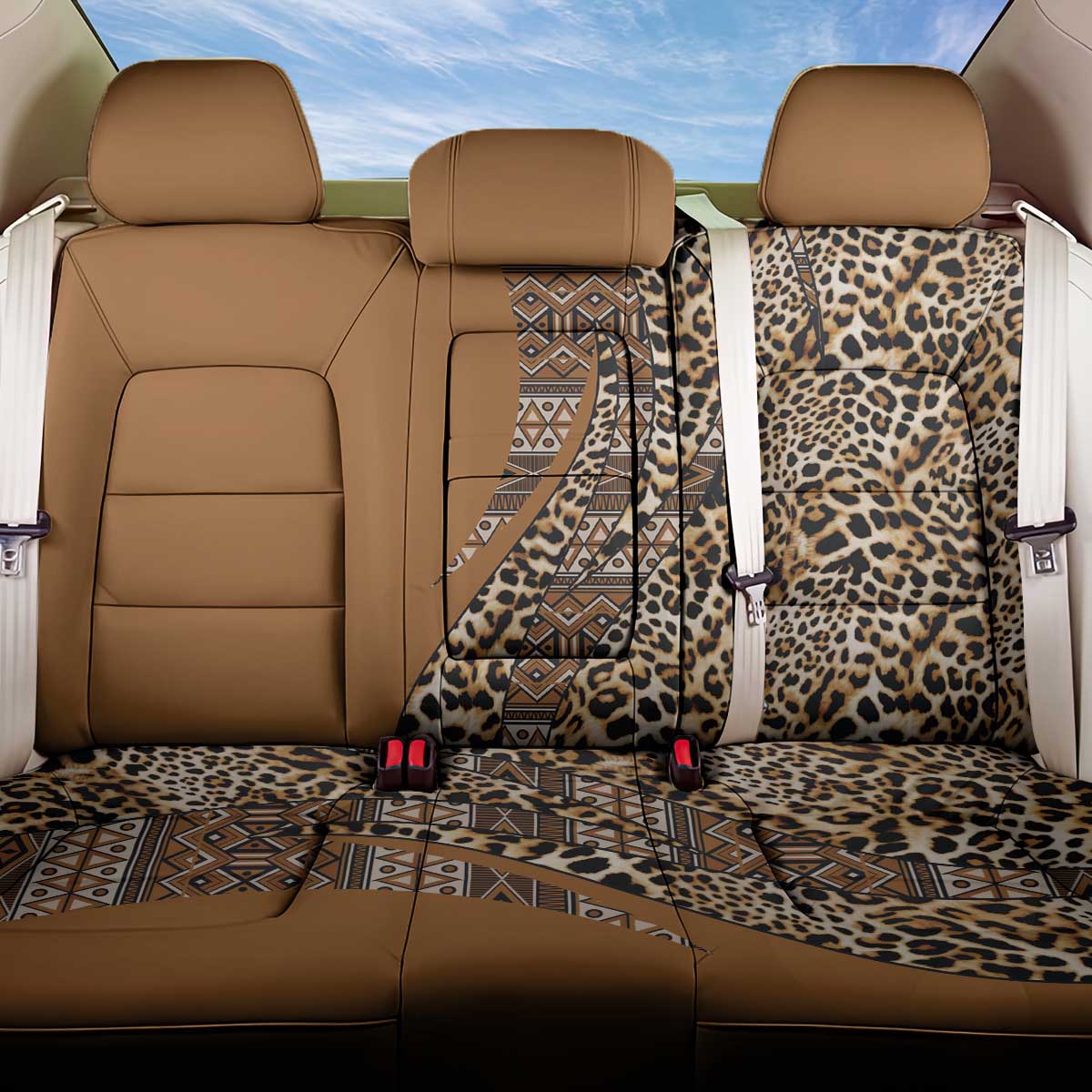 Afro Leopard Mix Native Tribal Pattern Back Car Seat Cover