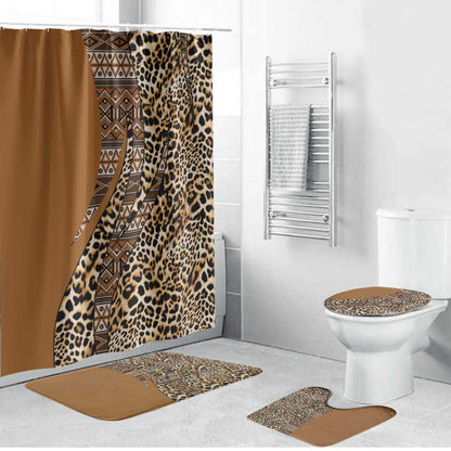 Africa Leopard Mix Native Tribal Pattern Bathroom Set