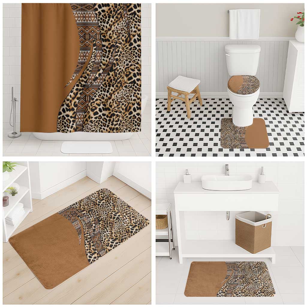 Africa Leopard Mix Native Tribal Pattern Bathroom Set