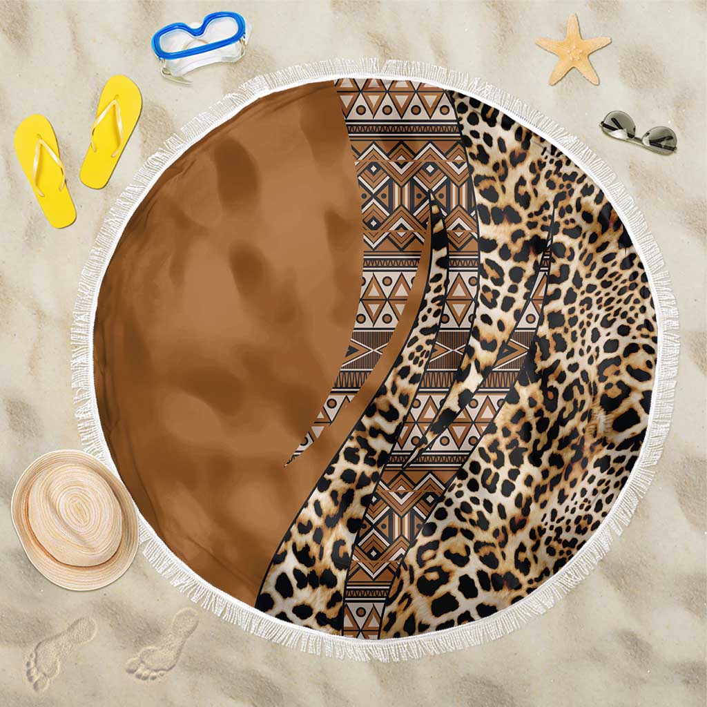 Afro Leopard Mix Native Tribal Pattern Beach Blanket