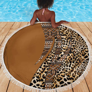 Afro Leopard Mix Native Tribal Pattern Beach Blanket