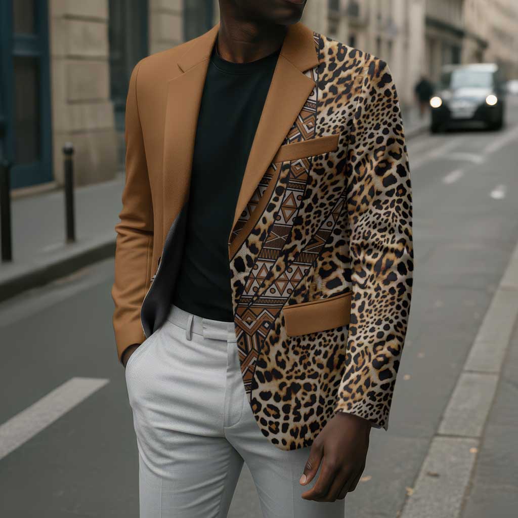 Africa Leopard Mix Native Tribal Pattern Blazer
