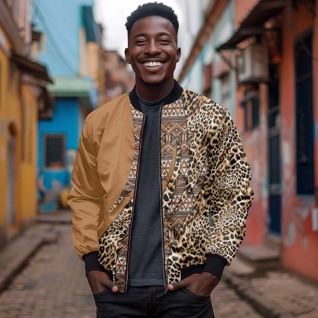 Afro Leopard Mix Native Tribal Pattern Bomber Jacket