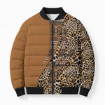 Africa Leopard Mix Native Tribal Pattern Bomber Puffer Jacket