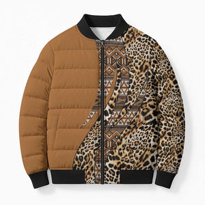 Africa Leopard Mix Native Tribal Pattern Bomber Puffer Jacket