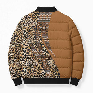 Africa Leopard Mix Native Tribal Pattern Bomber Puffer Jacket