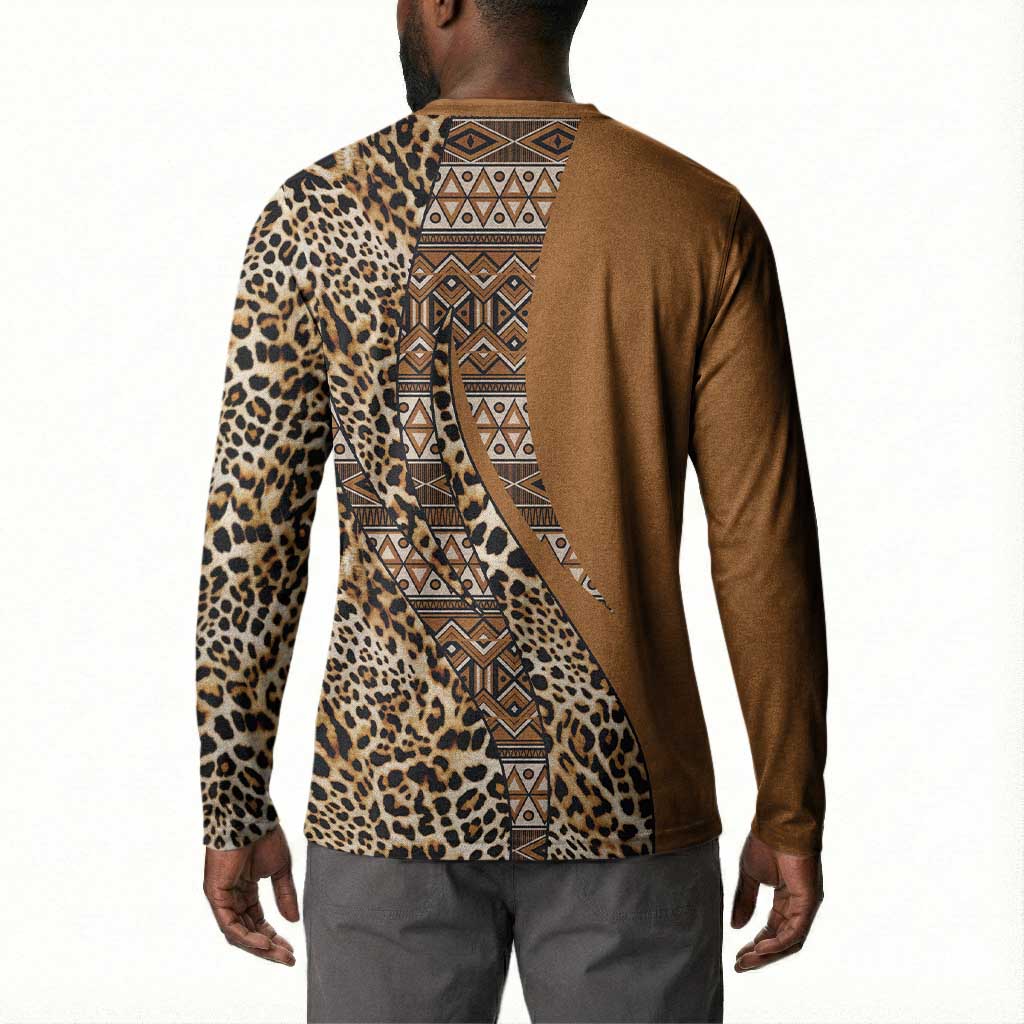 Africa Leopard Mix Native Tribal Pattern Button Sweatshirt