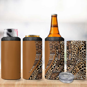 Afro Leopard Mix Native Tribal Pattern 4 in 1 Can Cooler Tumbler