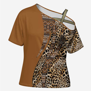 Africa Leopard Mix Native Tribal Pattern Cross Shoulder Shirt