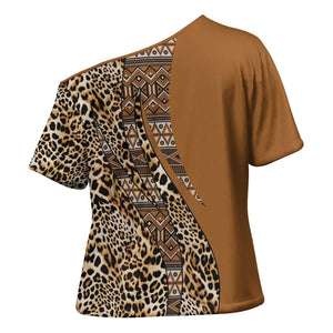 Africa Leopard Mix Native Tribal Pattern Cross Shoulder Shirt