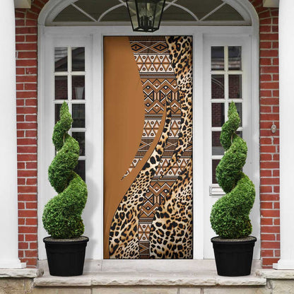 Africa Leopard Mix Native Tribal Pattern Door Cover