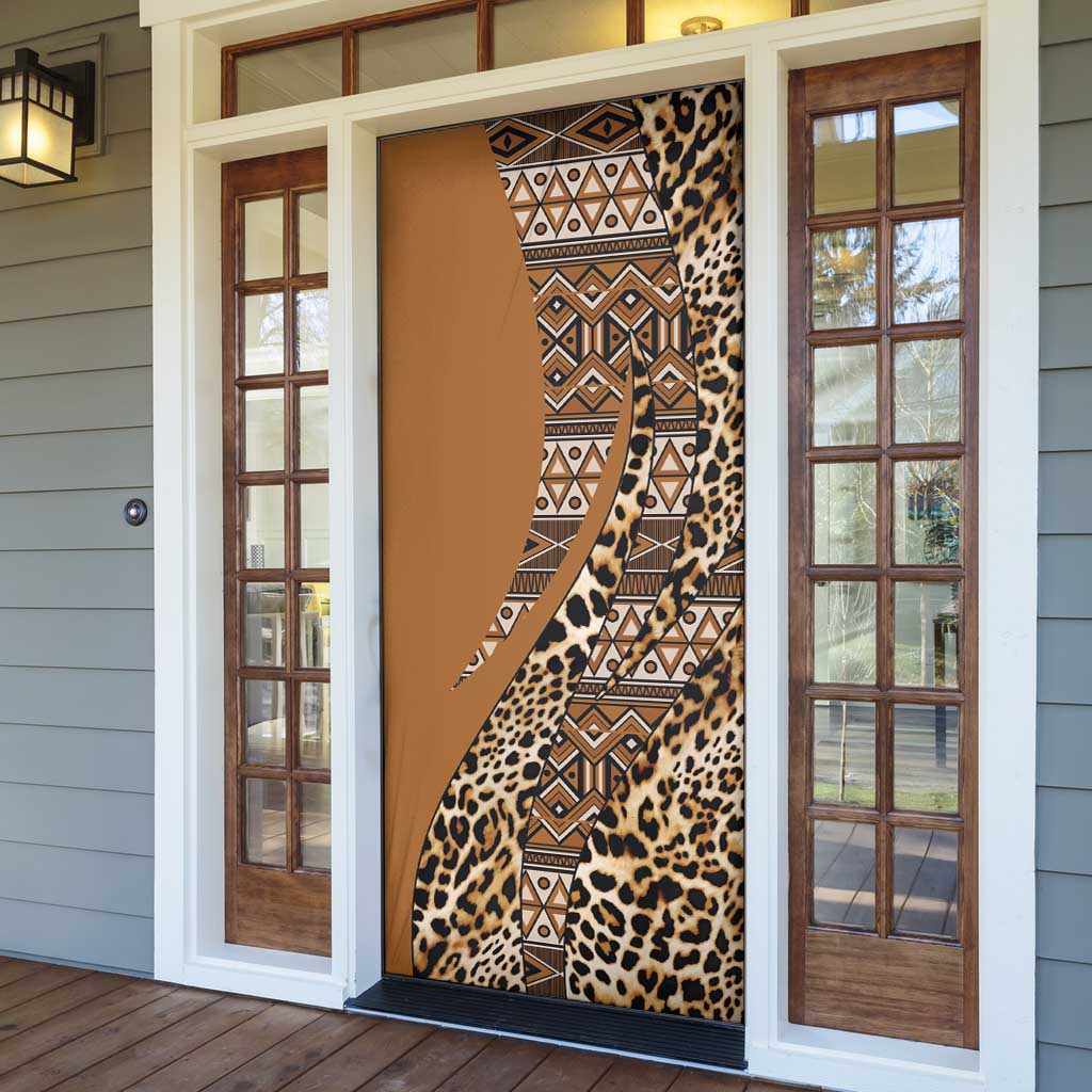 Africa Leopard Mix Native Tribal Pattern Door Cover
