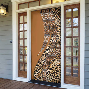 Africa Leopard Mix Native Tribal Pattern Door Cover