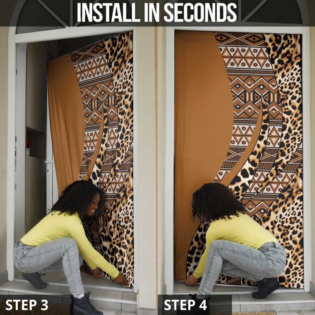 Africa Leopard Mix Native Tribal Pattern Door Cover