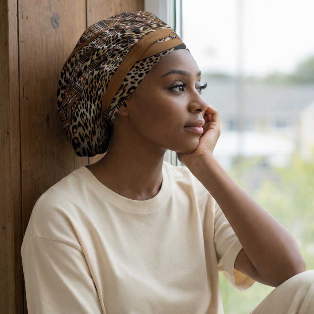 Africa Leopard Mix Native Tribal Pattern Easy Headwrap