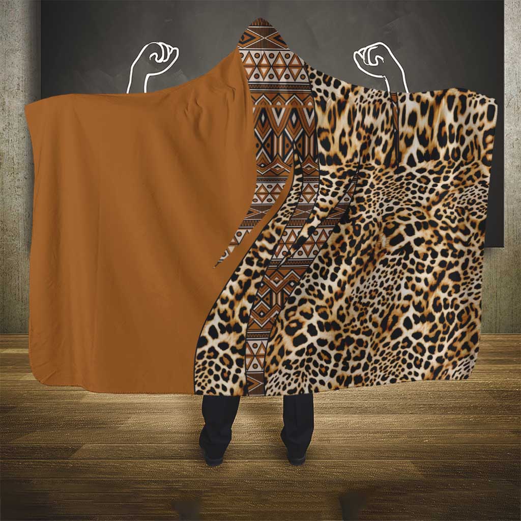 Afro Leopard Mix Native Tribal Pattern Hooded Blanket