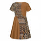 Afro Leopard Mix Native Tribal Pattern Kid Short Sleeve Dress