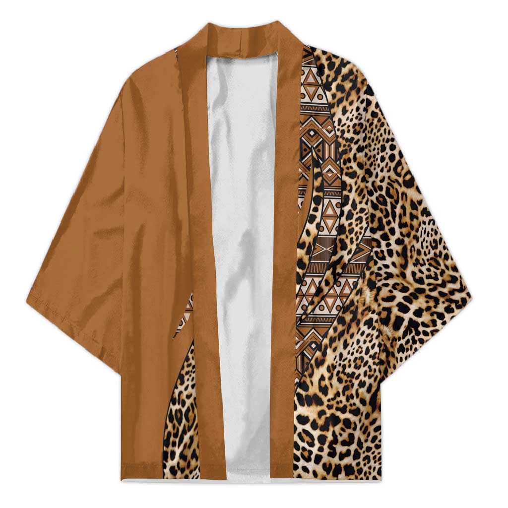 Africa Leopard Mix Native Tribal Pattern Kimono