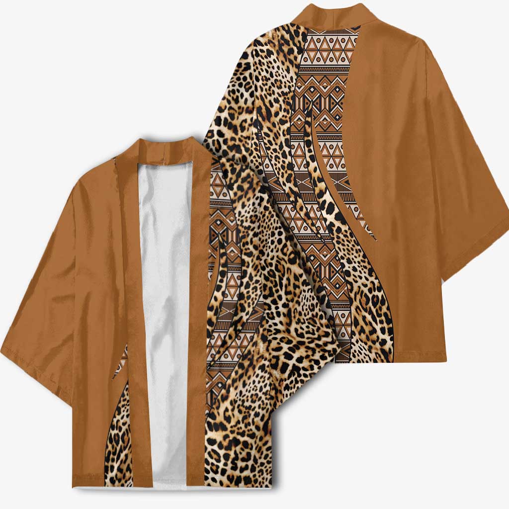 Africa Leopard Mix Native Tribal Pattern Kimono