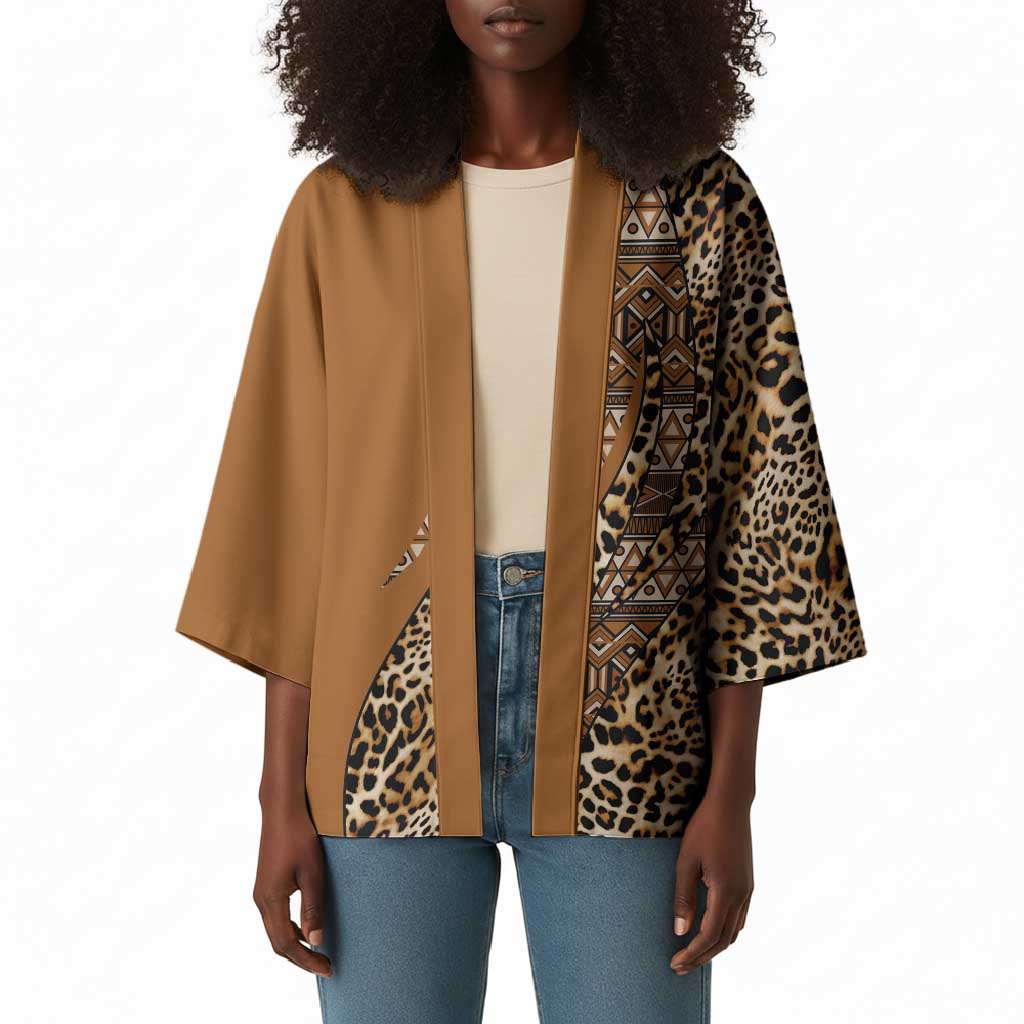 Africa Leopard Mix Native Tribal Pattern Kimono