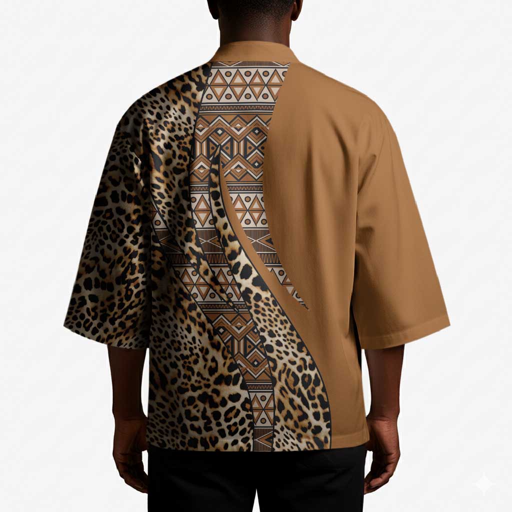 Africa Leopard Mix Native Tribal Pattern Kimono