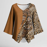 Africa Leopard Mix Native Tribal Pattern Kimono Sleeve Blouse