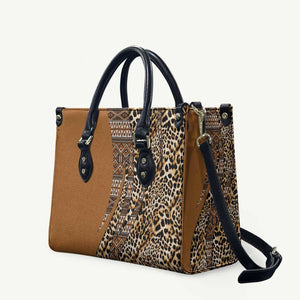 Africa Leopard Mix Native Tribal Pattern Leather Bag