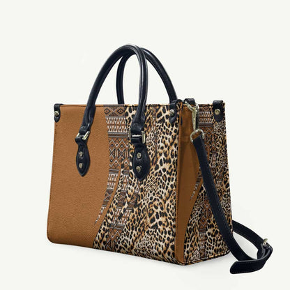 Africa Leopard Mix Native Tribal Pattern Leather Bag