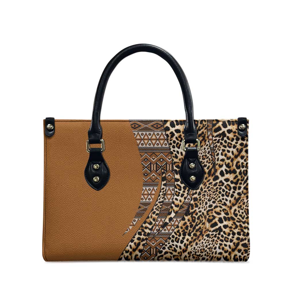 Africa Leopard Mix Native Tribal Pattern Leather Bag