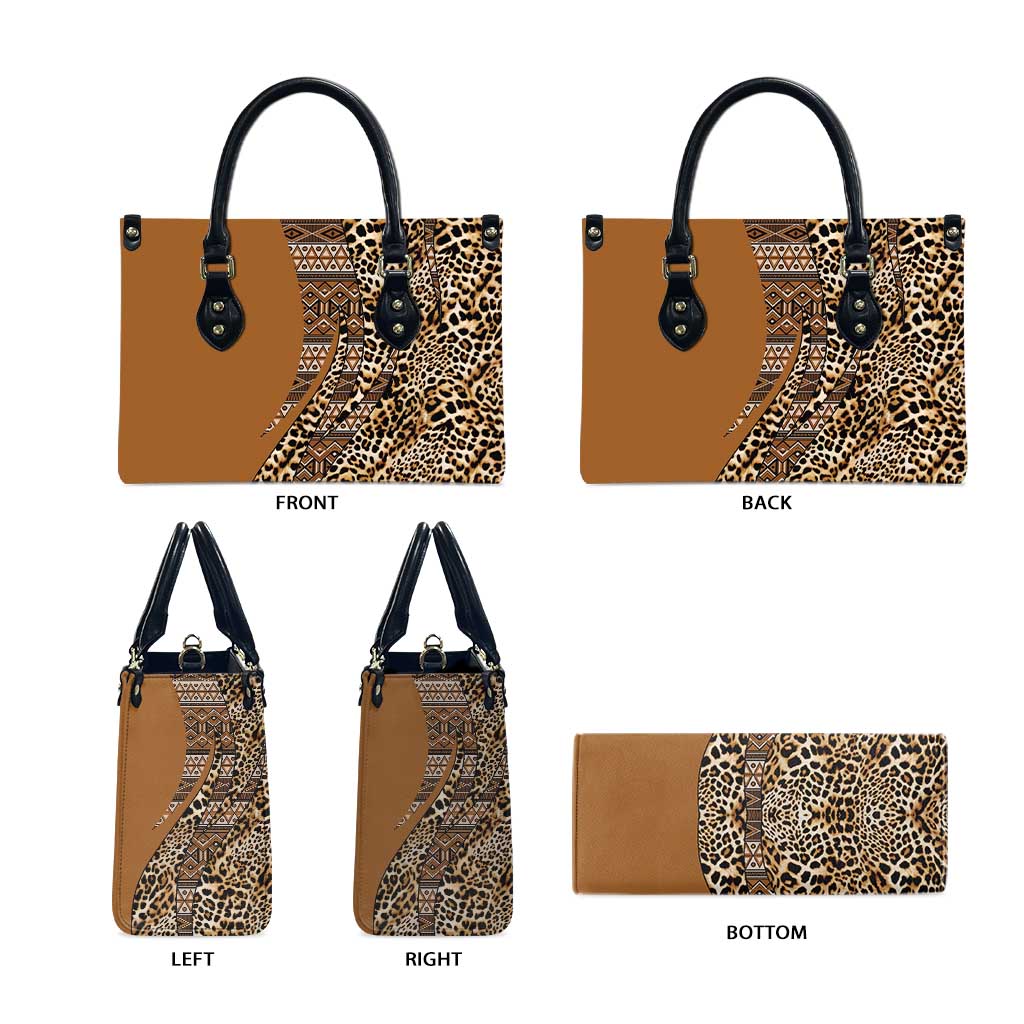 Africa Leopard Mix Native Tribal Pattern Leather Bag