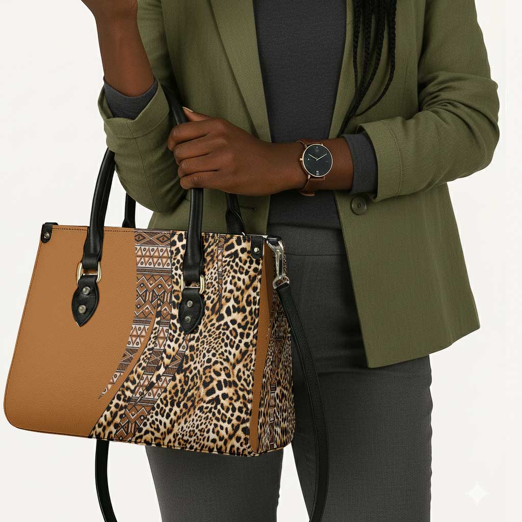 Africa Leopard Mix Native Tribal Pattern Leather Bag