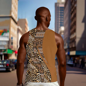 Afro Leopard Mix Native Tribal Pattern Men Tank Top