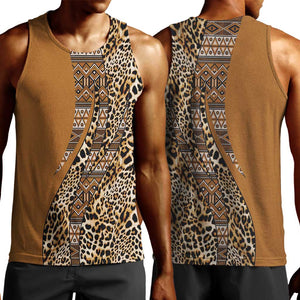 Afro Leopard Mix Native Tribal Pattern Men Tank Top