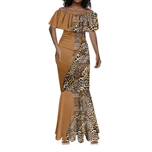 Afro Leopard Mix Native Tribal Pattern Mermaid Dress