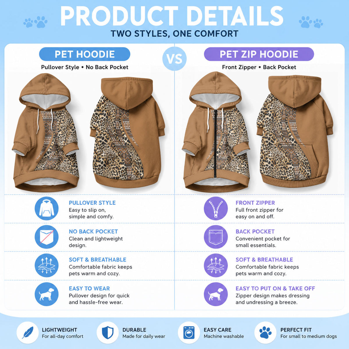 Africa Leopard Mix Native Tribal Pattern Pet Hoodie
